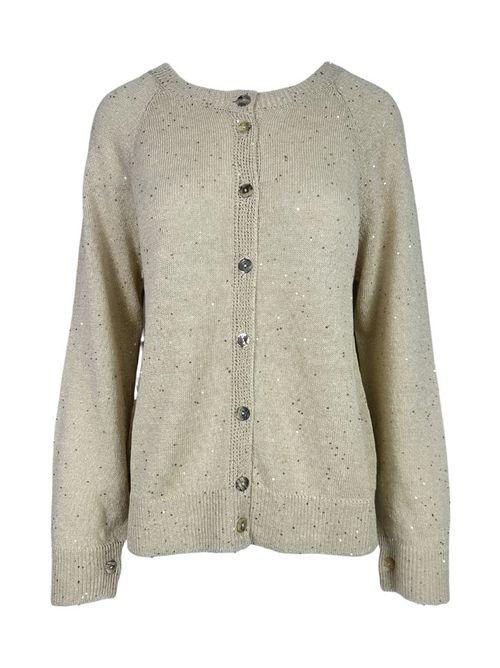 cardigan donna con paillettes sabbia A rovescio | 2615/15059